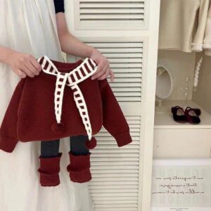 Burgundy Bow Knit Set